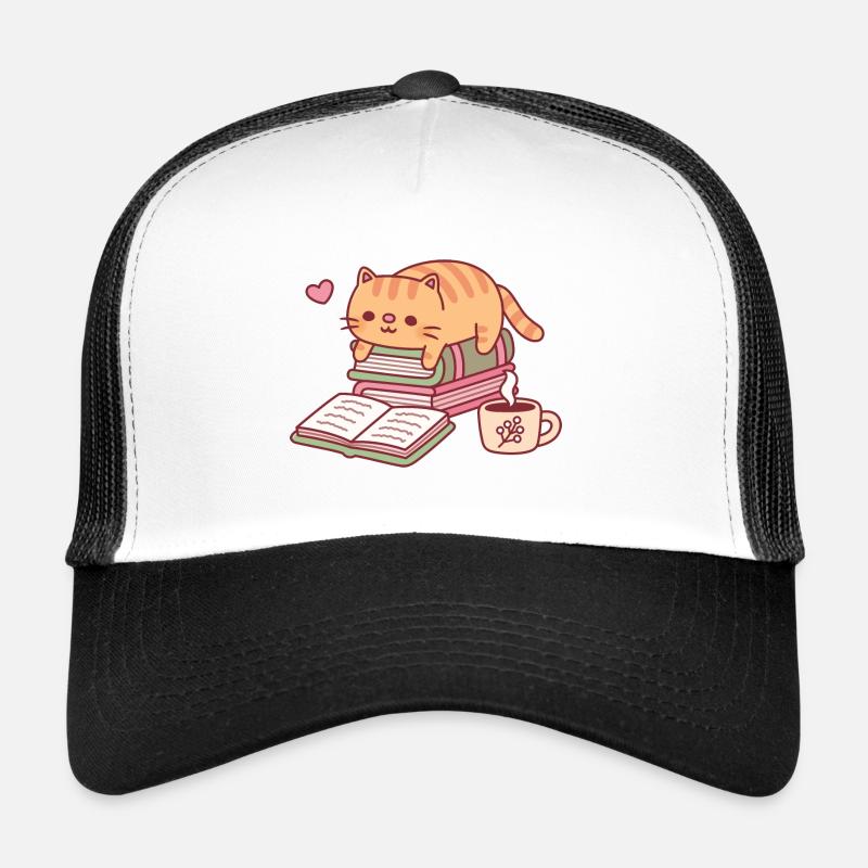 Chat roux mignon lisant un livre Casquette trucker 