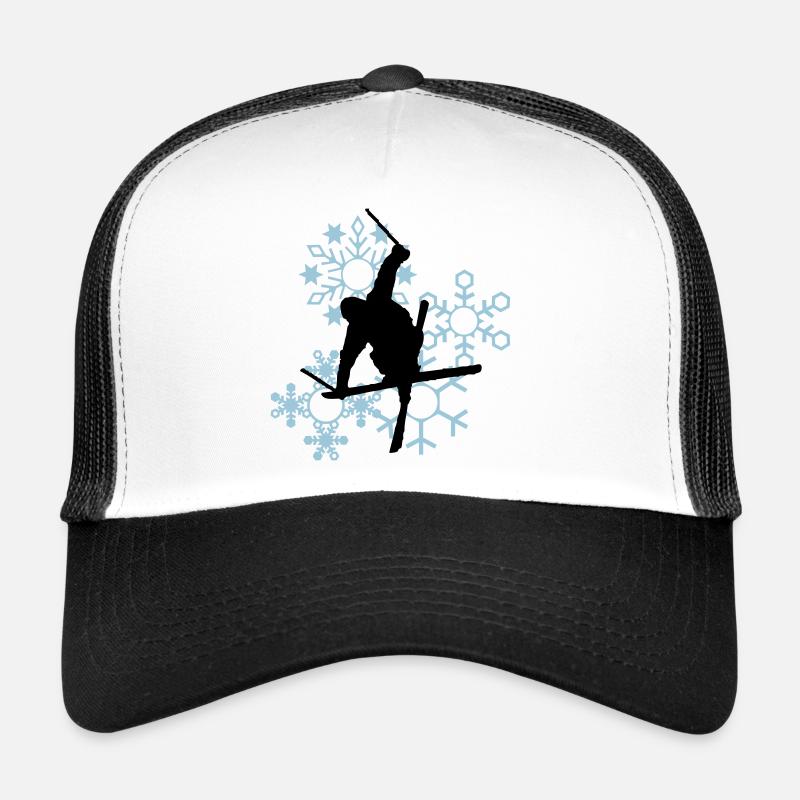 Skier mit Schneeflocken Trucker Cap