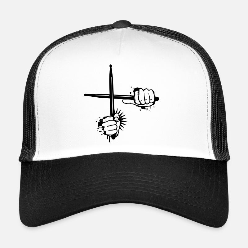 zwei gekreuzte Drumsticks - Trucker Cap - Weiß/Schwarz