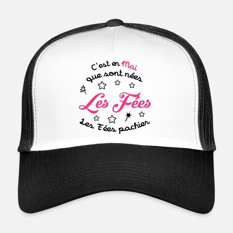 fille / fée / princesse / bébé - Casquette trucker  - blanc/noir