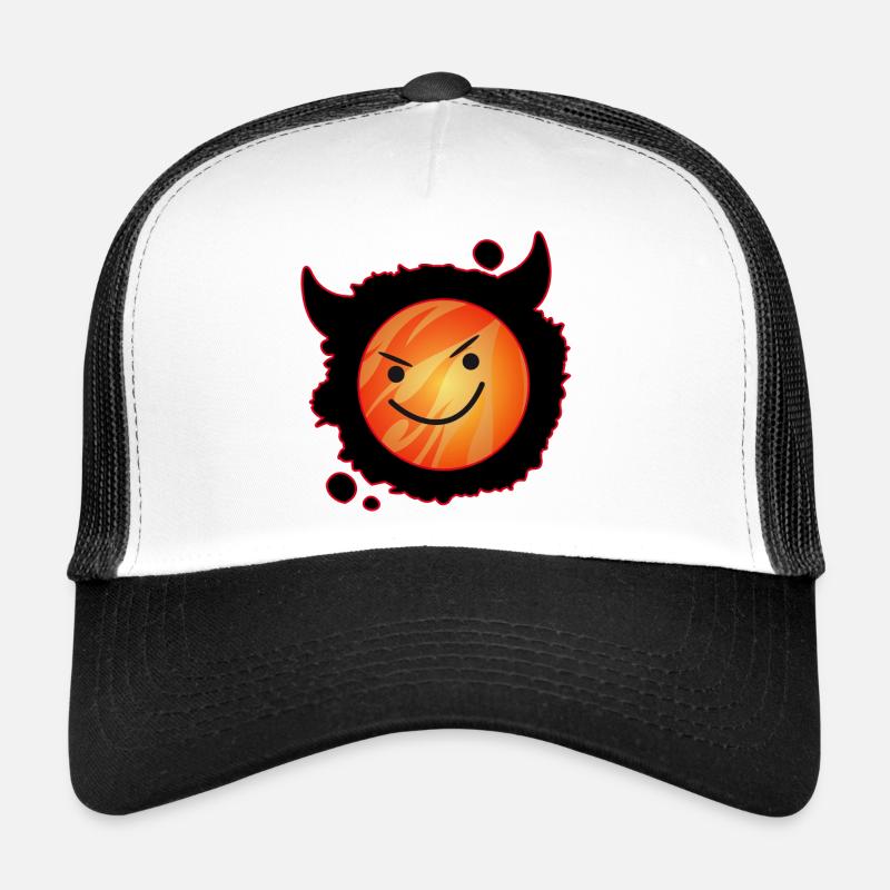diable mignon en flammes et visage éclatant Casquette trucker 