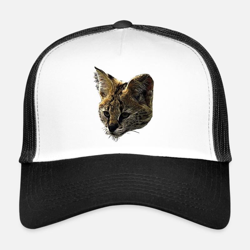 Serval Leinwand, raubkatzen, wildtier designs - Trucker Cap - Weiß/Schwarz