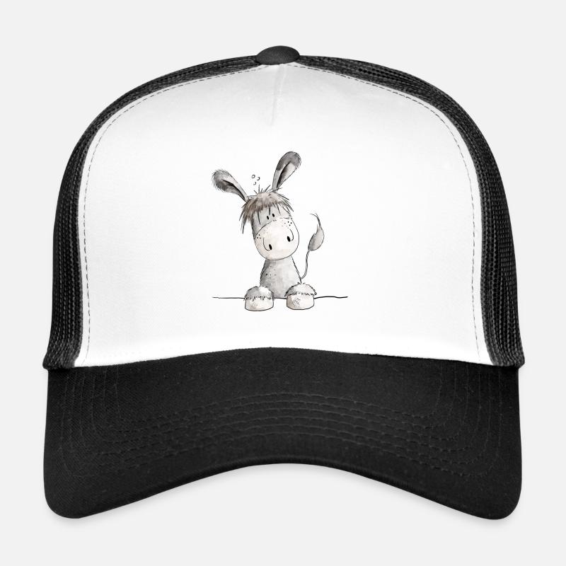 Fröhlicher Esel - Tier - Trucker Cap - Weiß/Schwarz