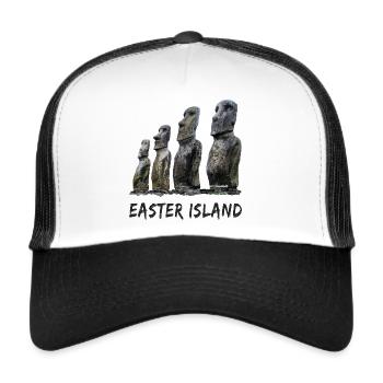 Osterinsel | Easter Island | Rapa Nui Travel Shirt - Trucker Cap - Weiß/Schwarz - Vorne