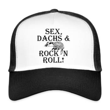 Sex Dachs Rock'n'Roll - Trucker Cap - Weiß/Schwarz - Vorne