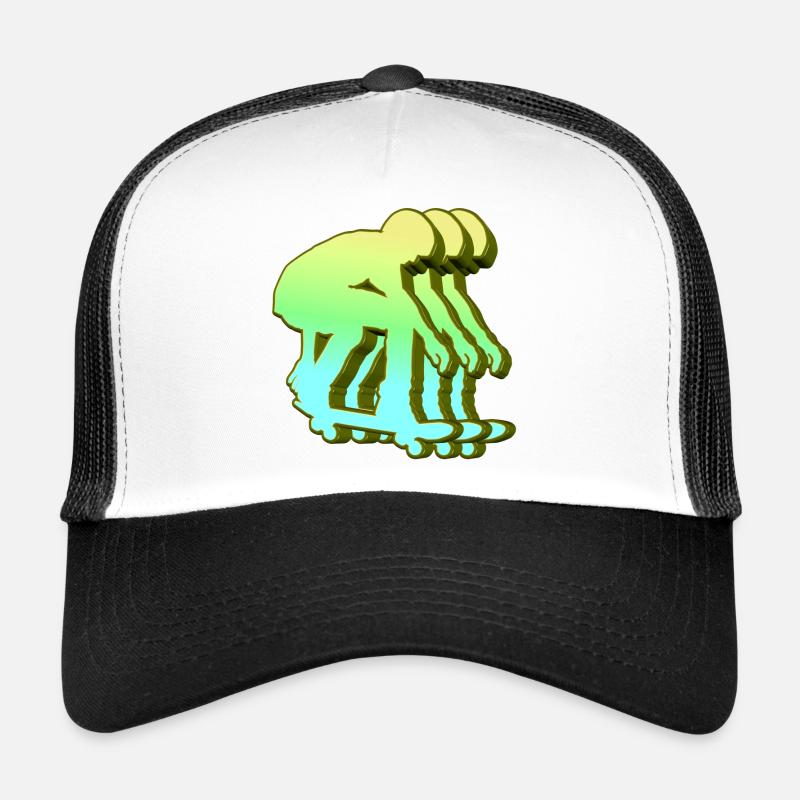 Skateboarder 3D - Trucker Cap - Weiß/Schwarz