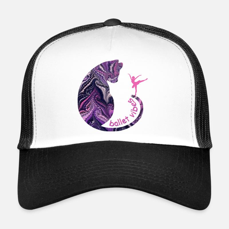 chat avec ballerine e 75 - Casquette trucker  - blanc/noir