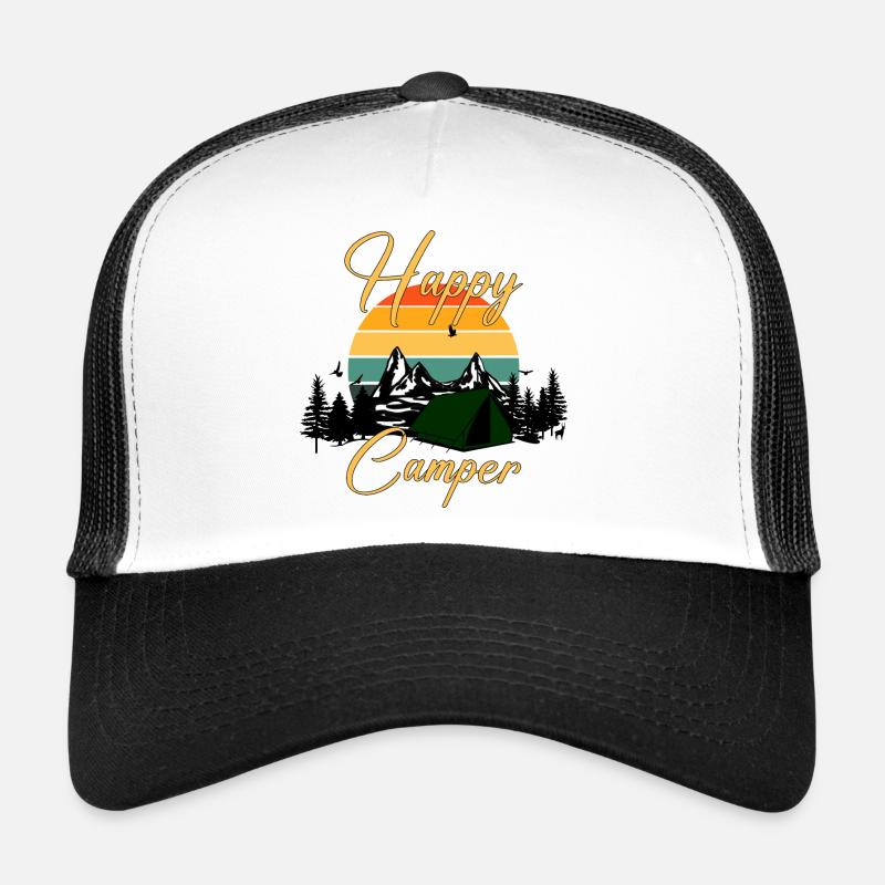 Happy Camper Tente Coucher de soleil rétro Casquette trucker 