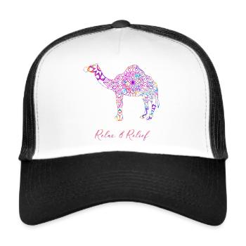 Relax&Relief Camel - Trucker Cap - Weiß/Schwarz - Vorne