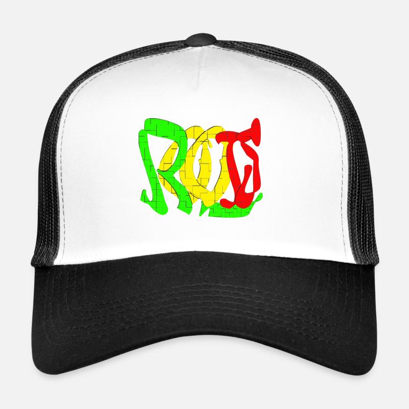 Rasta Farbblock Muster - Trucker Cap - Weiß/Schwarz