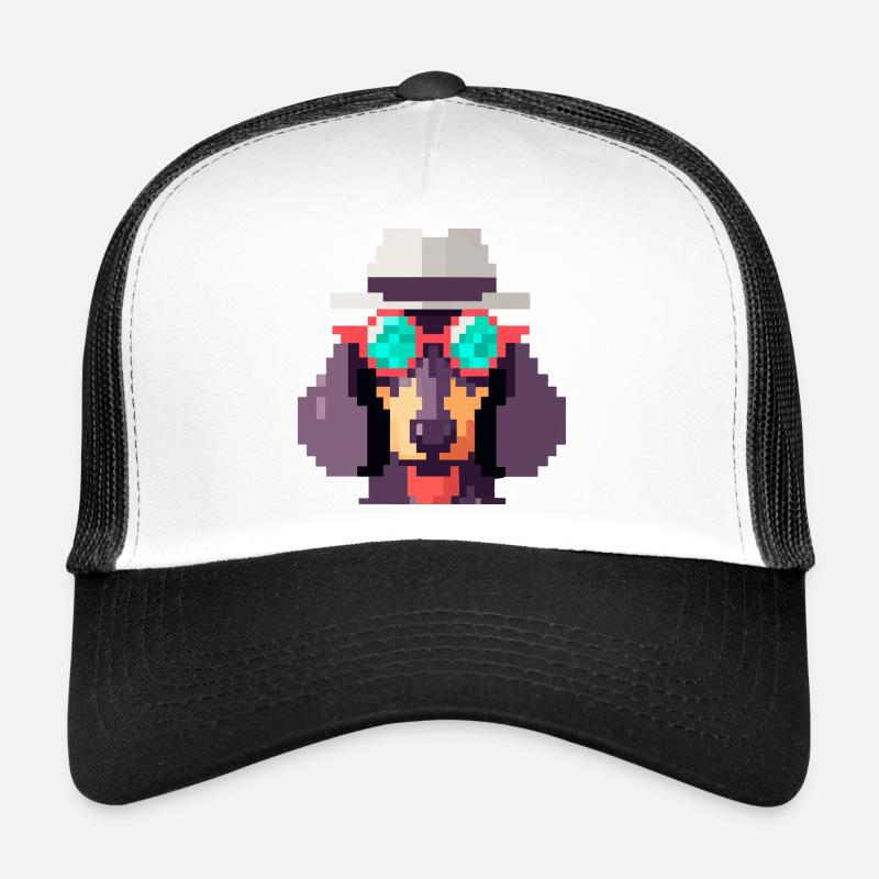 Dachshund Hipster Pixel Art Dog Lovers Trucker Cap