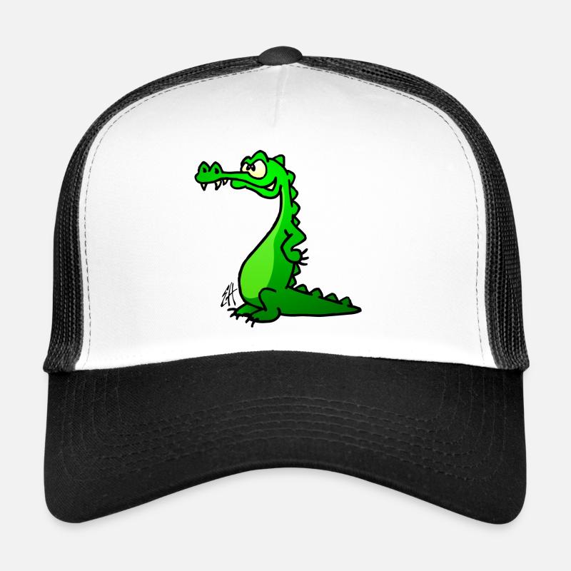 Crocodile Full Color Design - Casquette trucker - blanc/noir