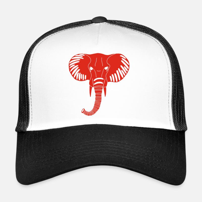 Red elephant head - Trucker Cap - white/black