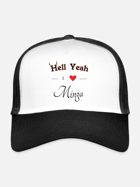hell yeah i love minga - Trucker Cap - Weiß/Schwarz