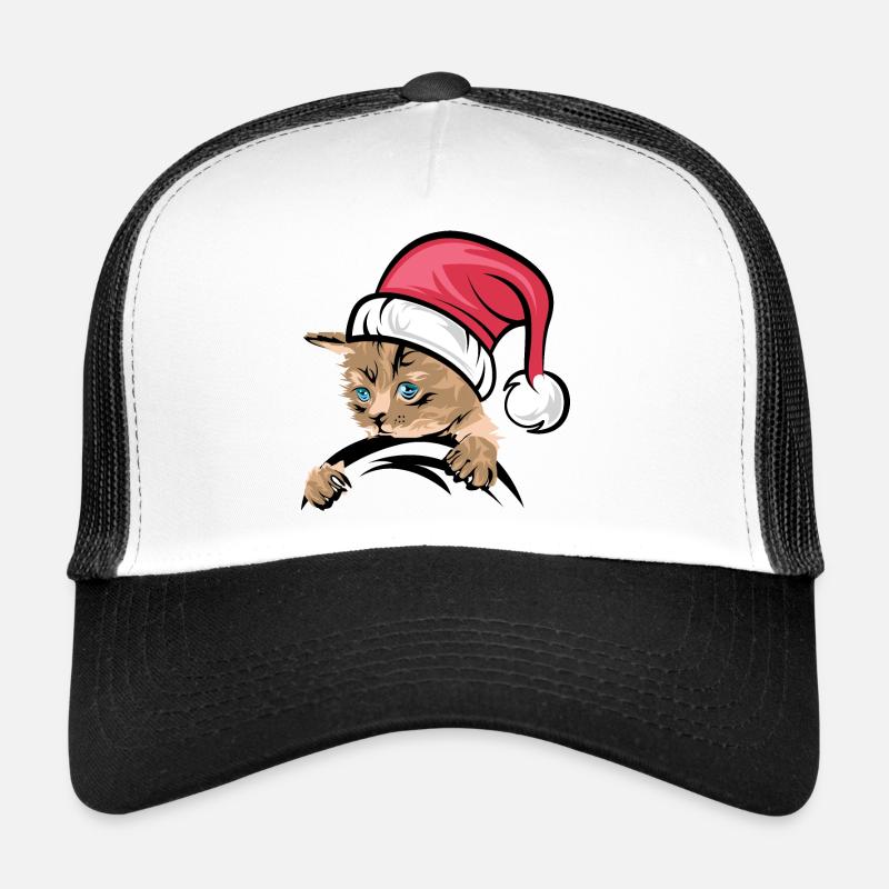 Icône de chat de Noël Icône de chat Bandes dessinées de Noël Casquette trucker 
