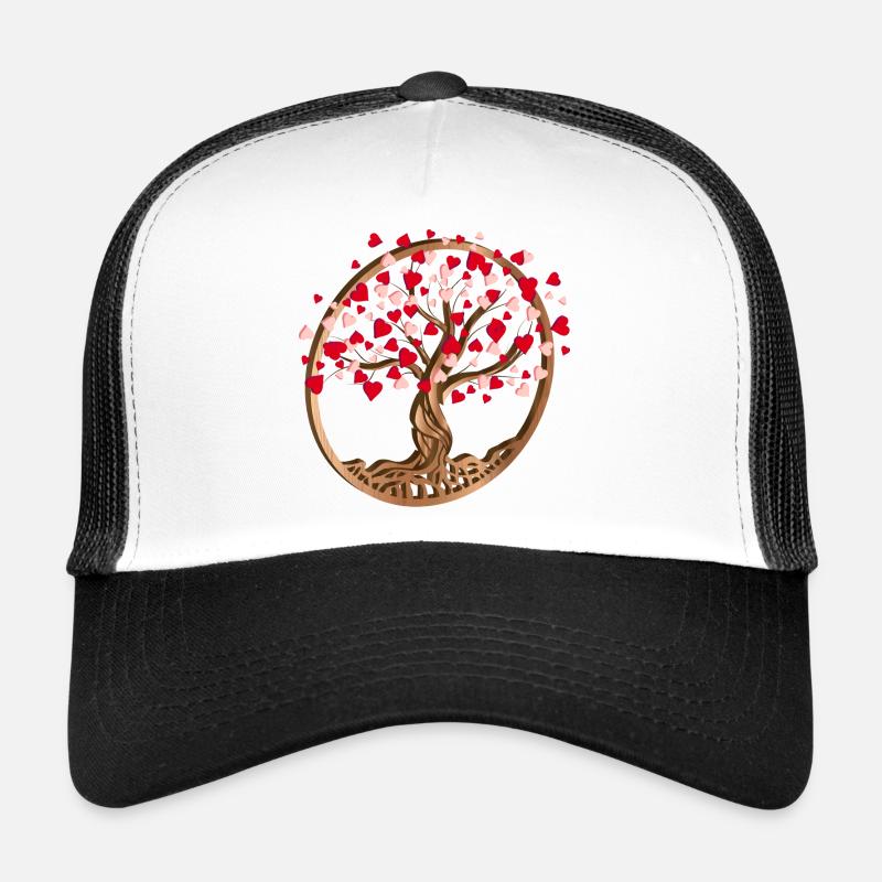 Look arbre en bois avec des cœurs pour la Saint-Valentin Casquette trucker 