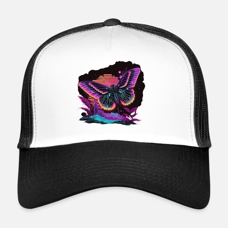 Glühender Vaporwave Schmetterling Trucker Cap