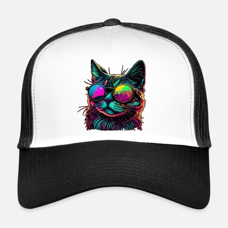 Coole Katze - Trucker Cap - Weiß/Schwarz