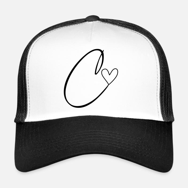 Buchstabe C Buchstabe-C Kalligrafie - Trucker Cap - Weiß/Schwarz