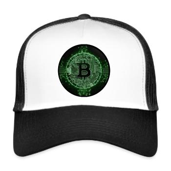 Green Bitcoin Coin - Trucker Cap - Weiß/Schwarz - Vorne