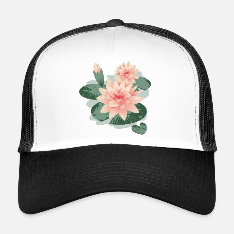 Fleurs de nénuphars avec bourgeon dans l’étang de nénuphars Casquette trucker 