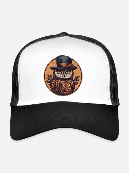 Mister Eule - Trucker Cap - Weiß/Schwarz - Vorne