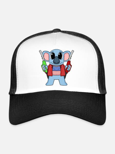 Préposé à la station-service Station d’essence Koala - Casquette trucker  - blanc/noir - Devant
