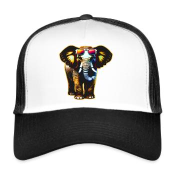 Cool elephant with sunglasses - Trucker Cap - white/black - Front