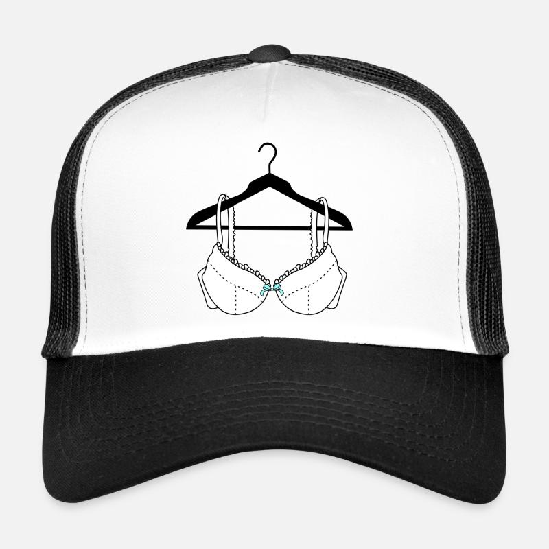Bra white with blue bow on clothes hanger Trucker Cap