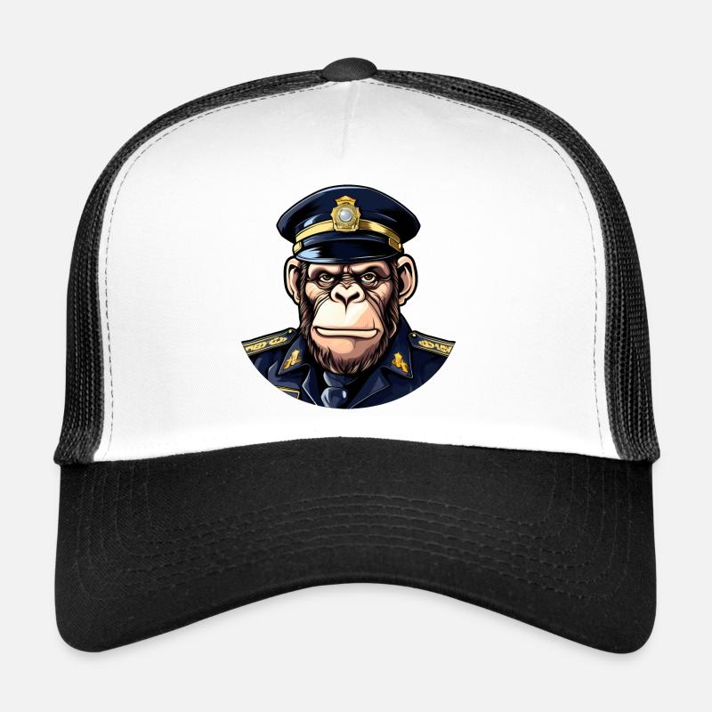 Chimpanzee Policeman - Trucker Cap - white/black