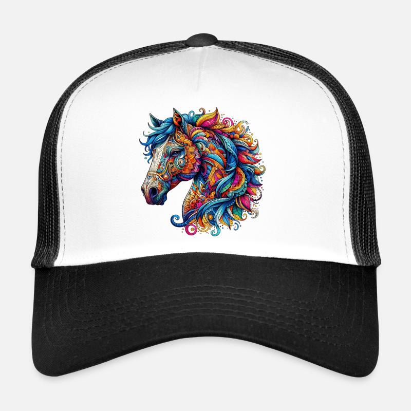 Cheval décoré de Mandalas Casquette trucker 