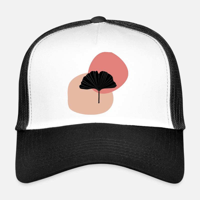 Gingko Blatt midcentury modern - Trucker Cap - Weiß/Schwarz