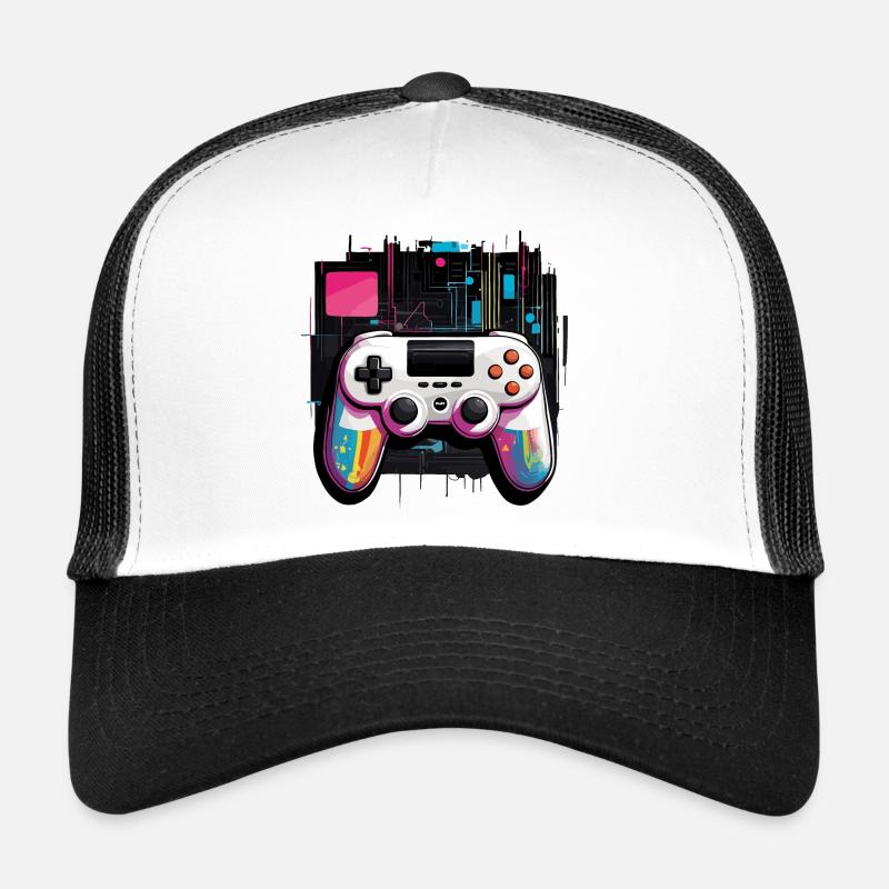 Gamer Controller - Trucker Cap - Weiß/Schwarz