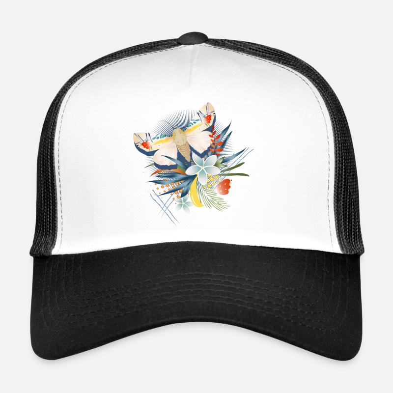 rare butterfly with exotic flowers Trucker Cap
