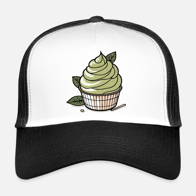 Crème glacée au matcha - Casquette trucker  - blanc/noir