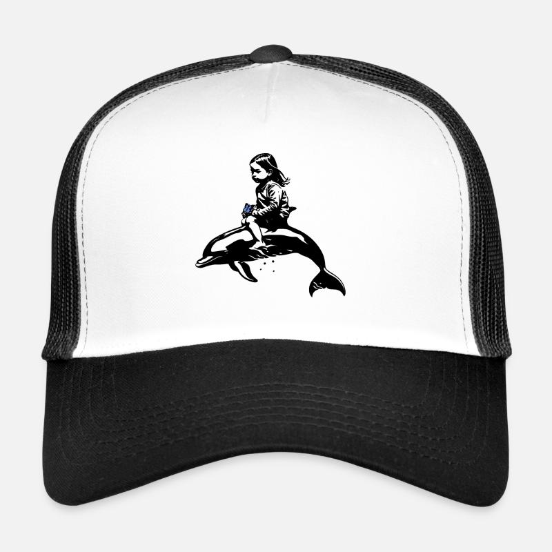 Der Delphin und das Mädchen - Trucker Cap - Weiß/Schwarz