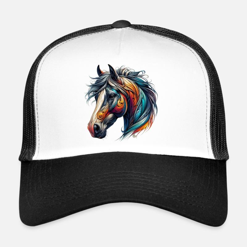 Cheval - Casquette trucker  - blanc/noir