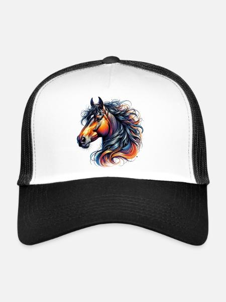 Cheval - Casquette trucker  - blanc/noir - Devant