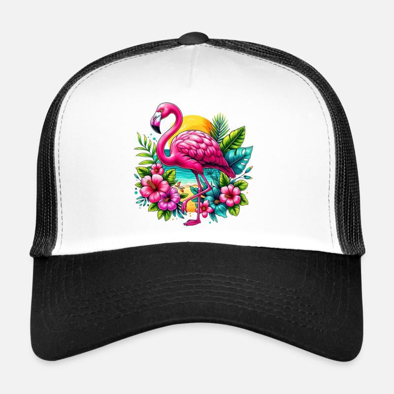 Flamingo - Trucker Cap - Weiß/Schwarz