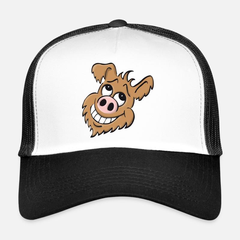 Pig dog - laughing - Trucker Cap - white/black