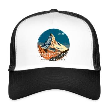 Matterhorn Zermatt Andenken Wandern Koordinaten - Trucker Cap - Weiß/Schwarz - Vorne