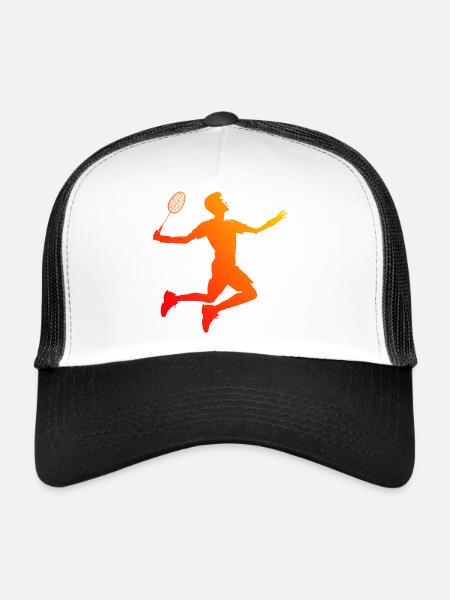 Badminton Squash Damen Badmintonspieler Herren - Trucker Cap - Weiß/Schwarz - Vorne