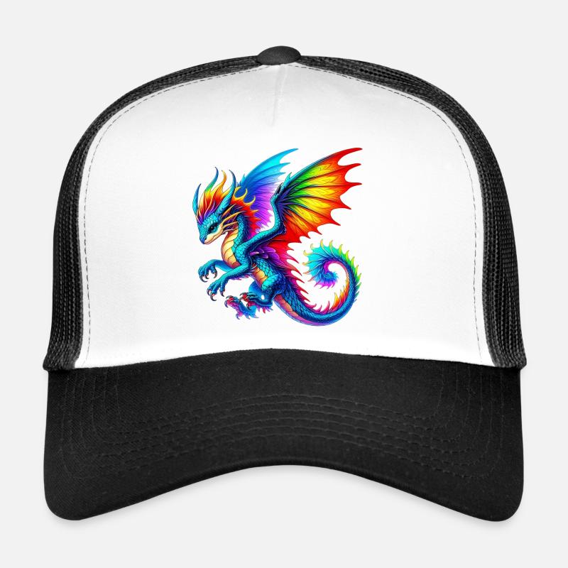 Drache - Trucker Cap - Weiß/Schwarz