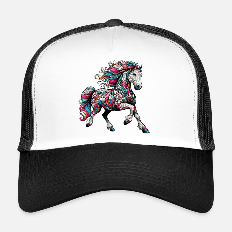 Pferd - Trucker Cap - Weiß/Schwarz