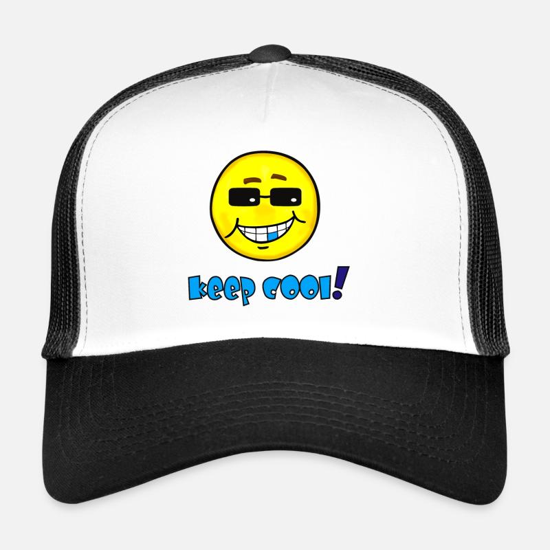 Keep cool - Lustiges Emoticon mit Sonnenbrille  - Trucker Cap - Weiß/Schwarz