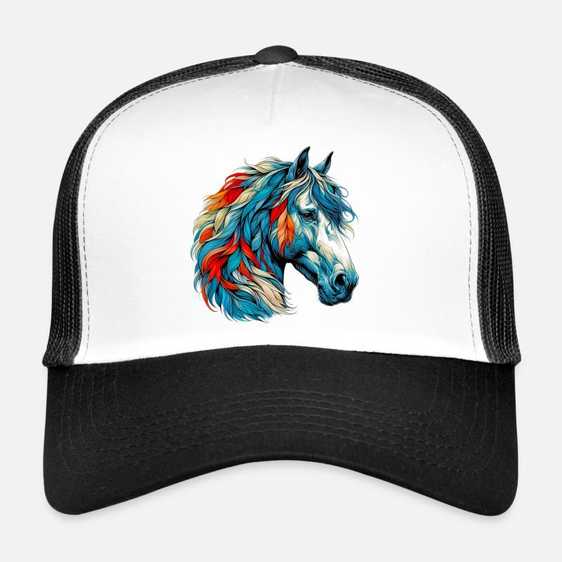 Pferd - Trucker Cap - Weiß/Schwarz