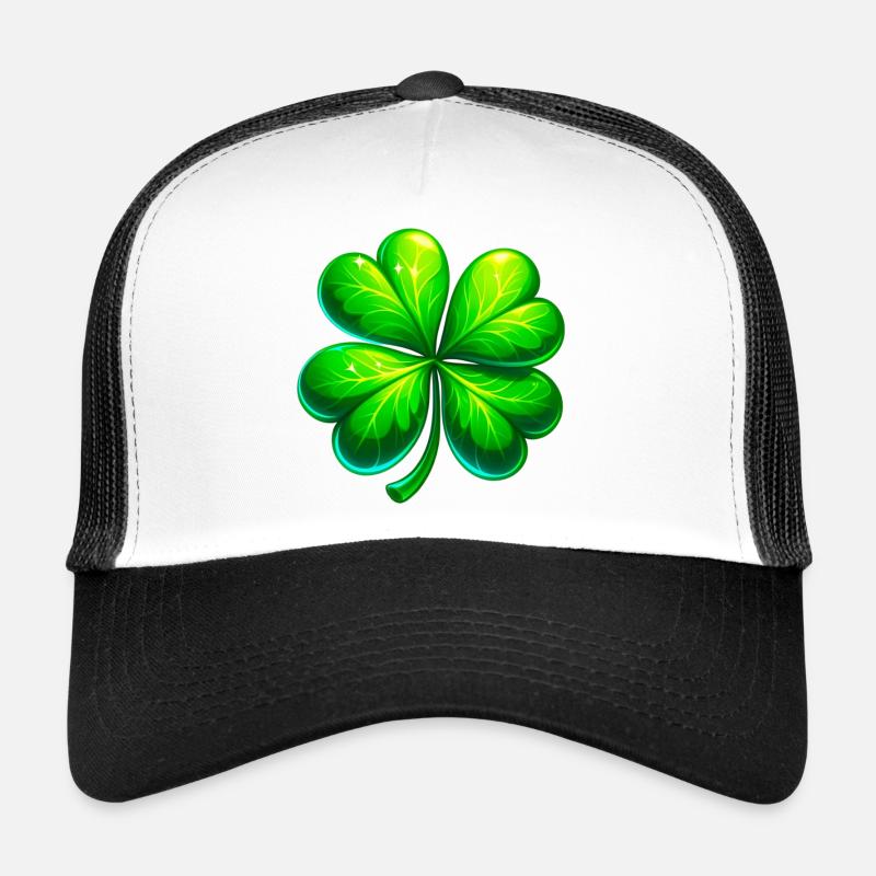 Vierblättriges Kleeblatt - Trucker Cap - Weiß/Schwarz