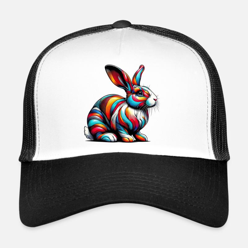 Kaninchen - Trucker Cap - Weiß/Schwarz