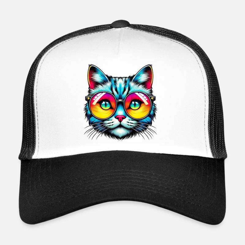 Chat avec des lunettes de soleil Casquette trucker 