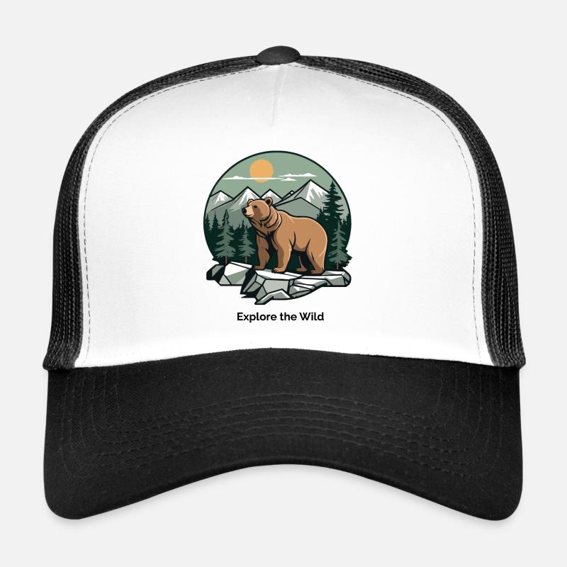 Bear in Mountain Landscape Logo Trucker Cap